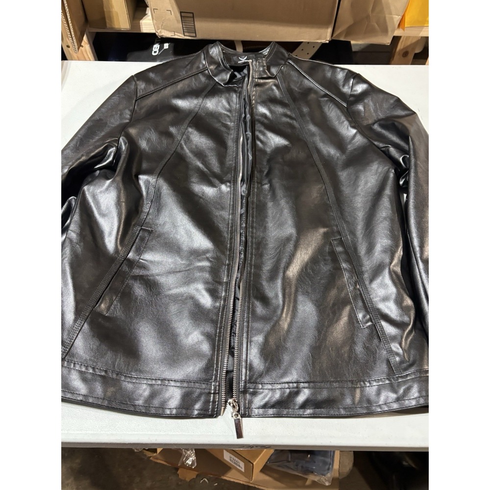 AOWOFS Men's Faux Leather Jacket (Size‎ L)